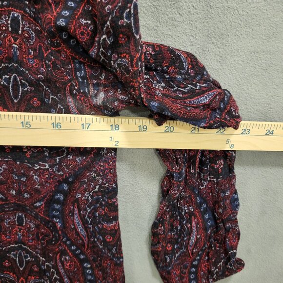 American Eagle Paisley‎ Dress Women's Small Pin Tuck Tassles Hippie Boho Peasant - Picture 4 of 5
